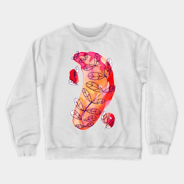 Red Watercolor Plant Crewneck Sweatshirt by saradaboru